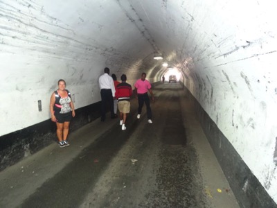 Walking thru the Sendall Tunnel, St. Georges